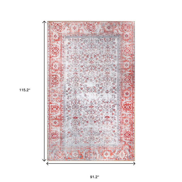 Homeroots 8' X 10' Berry Red Oriental Power Loom Stain Resistant Area Rug  Polyester 487319