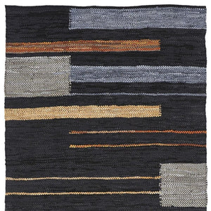 HomeRoots 8' Handmade Flatweave Area Rug - Striped Navy Blue, Black & Brown Design for Modern Living Spaces 8' X 10' 487328