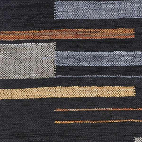 HomeRoots 8' Handmade Flatweave Area Rug - Striped Navy Blue, Black & Brown Design for Modern Living Spaces 8' X 10' 487328