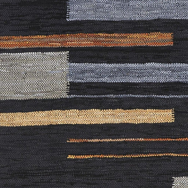 HomeRoots 8' Handmade Flatweave Area Rug - Striped Navy Blue, Black & Brown Design for Modern Living Spaces 8' X 10' 487328