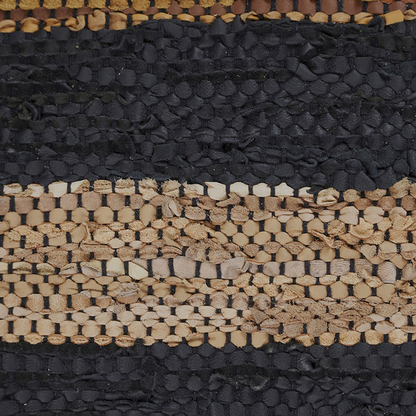 Homeroots 8' X 10' Navy Blue Striped Hand Woven Stain Resistant Area Rug  Leather,Cotton 487328