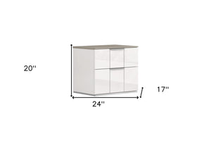 Homeroots 20" White Contemporary Two Drawer Nightstand   487330
