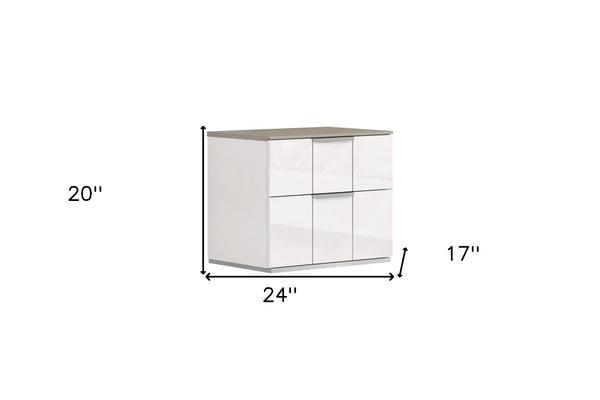 Homeroots 20" White Contemporary Two Drawer Nightstand   487330