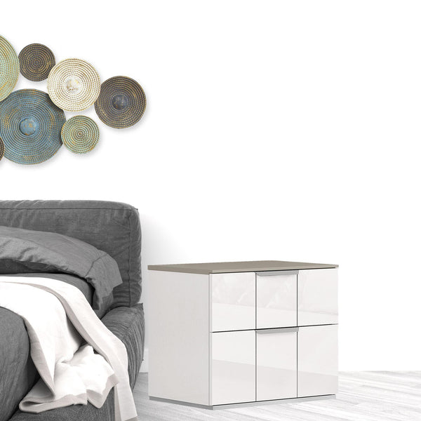 Homeroots 20" White Contemporary Two Drawer Nightstand   487330