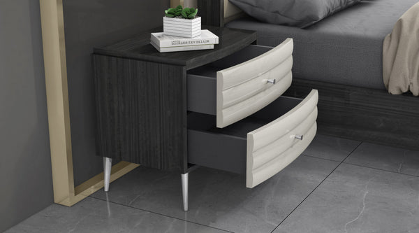 Homeroots 18" Dark Gray And Ivory Light Gray Two Drawer Nightstand   487331