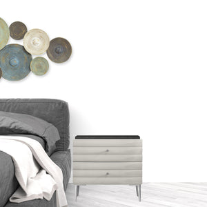 Homeroots 18" Dark Gray And Ivory Light Gray Two Drawer Nightstand   487331