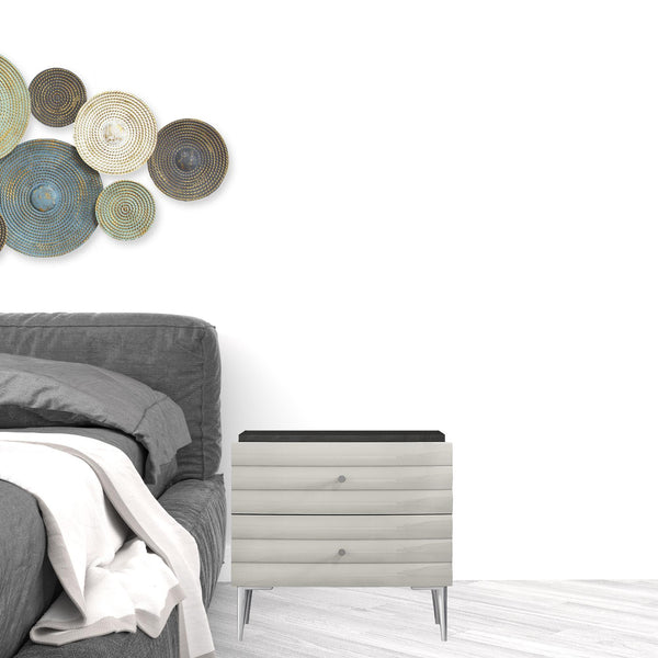 Homeroots 18" Dark Gray And Ivory Light Gray Two Drawer Nightstand   487331