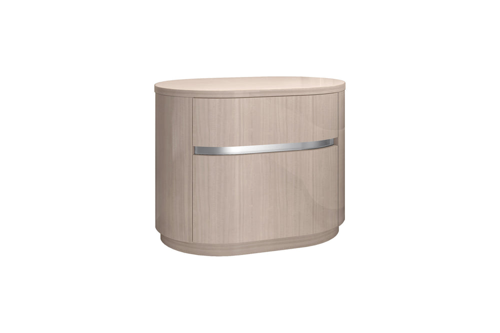 Homeroots 22" Beige Two Drawer Oval Nightstand   487332