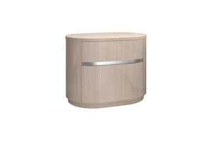 Homeroots 22" Beige Two Drawer Oval Nightstand   487332