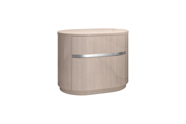 Homeroots 22" Beige Two Drawer Oval Nightstand   487332