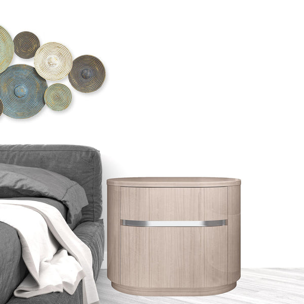Homeroots 22" Beige Two Drawer Oval Nightstand   487332
