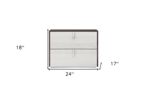 Homeroots 18" Brown Oak And Gray Two Drawer Nightstand   487333