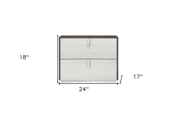 Homeroots 18" Brown Oak And Gray Two Drawer Nightstand   487333