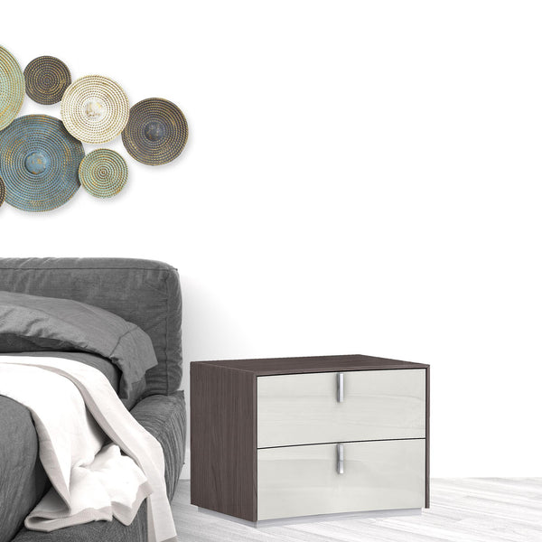 Homeroots 18" Brown Oak And Gray Two Drawer Nightstand   487333