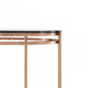 HomeRoots 22" Rosegold and Smoke Glass Geometric End Table - Elegant Accent for Living Room or Bedroom Décor 487336