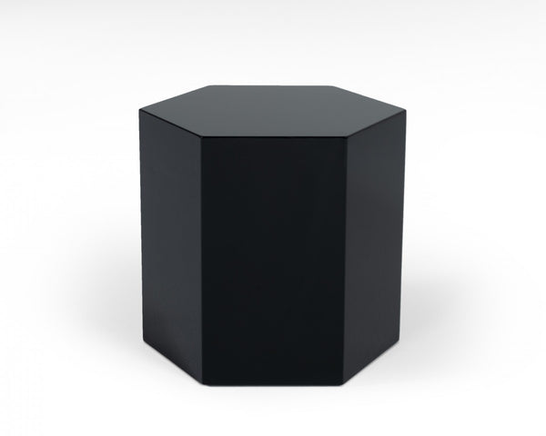 Homeroots 13" Black High Gloss Manufactured Wood Hexagon End Table   487340