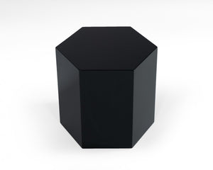 Homeroots 13" Black High Gloss Manufactured Wood Hexagon End Table   487340