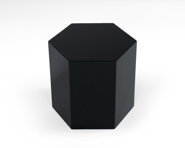 Homeroots 13" Black High Gloss Manufactured Wood Hexagon End Table   487340