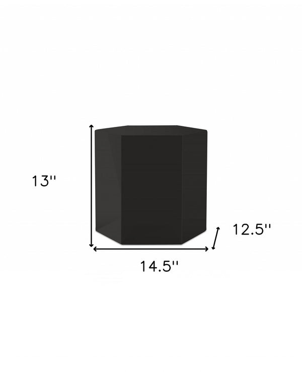 Homeroots 13" Black High Gloss Manufactured Wood Hexagon End Table   487340