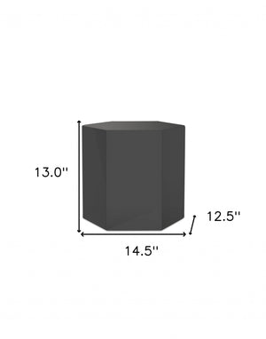 Homeroots 13" Grey High Gloss Manufactured Wood Hexagon End Table   487341