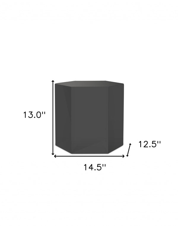 Homeroots 13" Grey High Gloss Manufactured Wood Hexagon End Table   487341