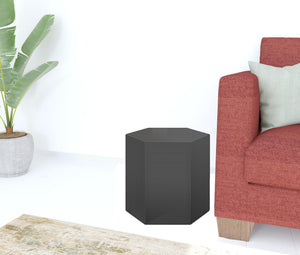 Homeroots 13" Grey High Gloss Manufactured Wood Hexagon End Table   487341