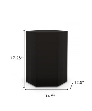 Homeroots 17" Black High Gloss Manufactured Wood Hexagon End Table   487342