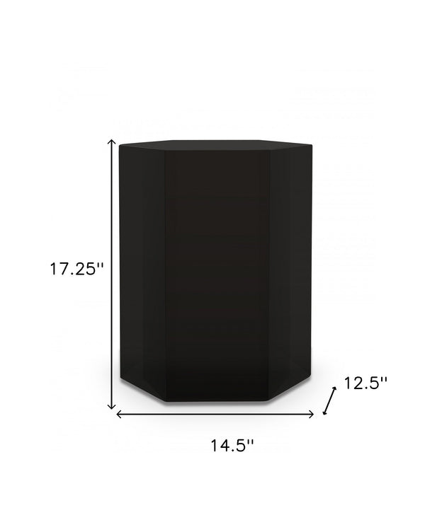 Homeroots 17" Black High Gloss Manufactured Wood Hexagon End Table   487342