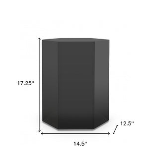 Homeroots 17" Grey High Gloss Manufactured Wood Hexagon End Table   487343