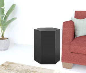 Homeroots 17" Grey High Gloss Manufactured Wood Hexagon End Table   487343