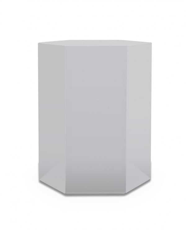 Homeroots 17" Light Grey Manufactured Wood Hexagon End Table   487344