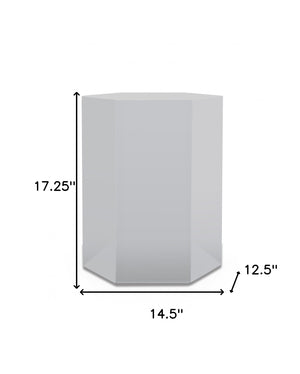 Homeroots 17" Light Grey Manufactured Wood Hexagon End Table   487344