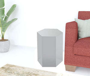 Homeroots 17" Light Grey Manufactured Wood Hexagon End Table   487344