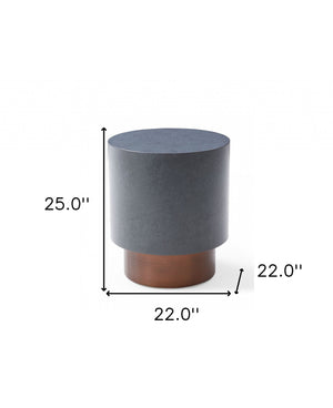 Homeroots 25" Antiqued Copper And Grey Galvanized Metal Round End Table   487345