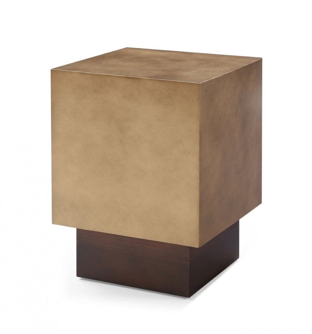 HomeRoots 24" Antiqued Copper & Light Brown Metal Square End Table – Stylish, Versatile, No Assembly Required! 487346
