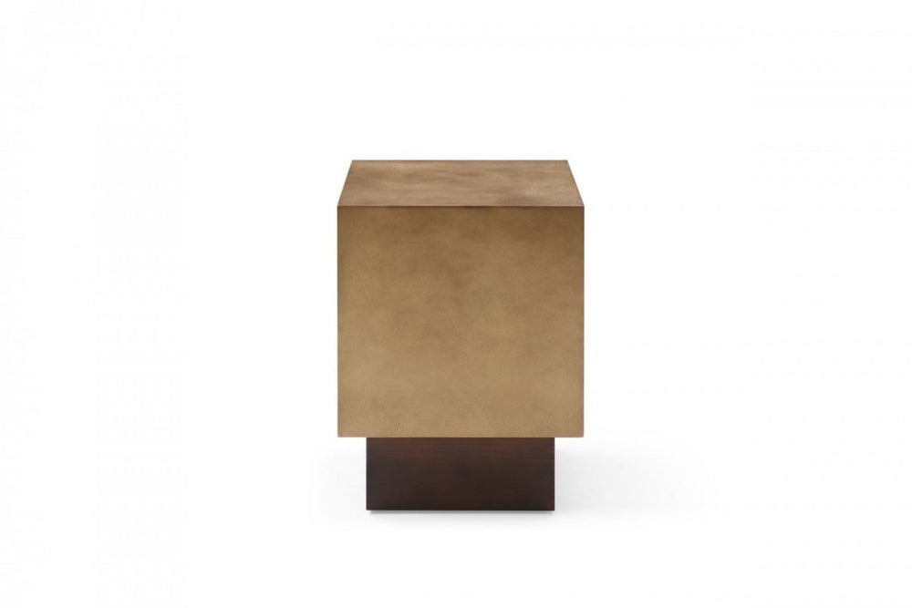 HomeRoots 24" Antiqued Copper & Light Brown Metal Square End Table – Stylish, Versatile, No Assembly Required! 487346