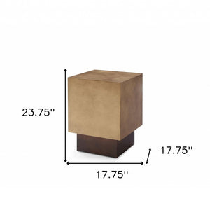 HomeRoots 24" Antiqued Copper & Light Brown Metal Square End Table – Stylish, Versatile, No Assembly Required! 487346