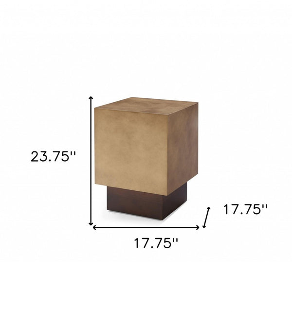 HomeRoots 24" Antiqued Copper & Light Brown Metal Square End Table – Stylish, Versatile, No Assembly Required! 487346