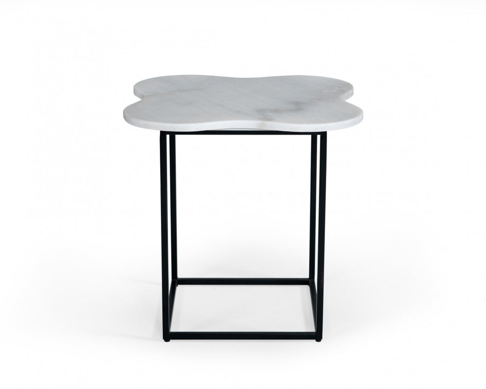 Homeroots 15" Black And White Marble Free Form End Table   487350