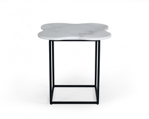 Homeroots 15" Black And White Marble Free Form End Table   487350
