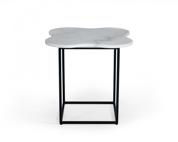 Homeroots 15" Black And White Marble Free Form End Table   487350