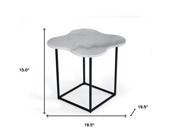 Homeroots 15" Black And White Marble Free Form End Table   487350