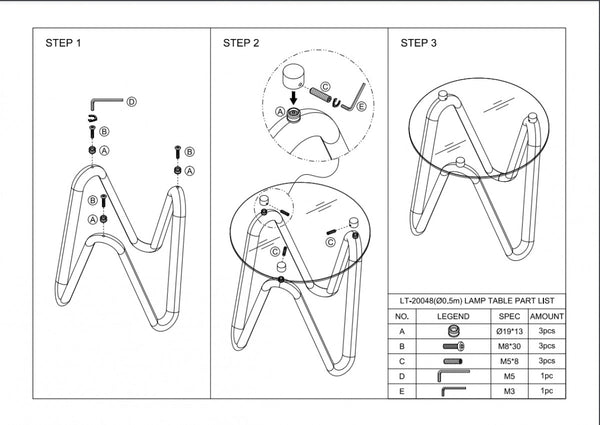 Homeroots 20" Walnut And Clear Glass  Solid Wood Ribbon Base Round End Table   487351
