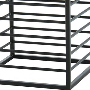 HomeRoots 24" Contemporary Glass Square End Table with Matte Black Metal Base – Sleek, Modern Design for Any Space 487353