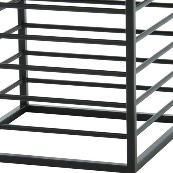HomeRoots 24" Contemporary Glass Square End Table with Matte Black Metal Base – Sleek, Modern Design for Any Space 487353