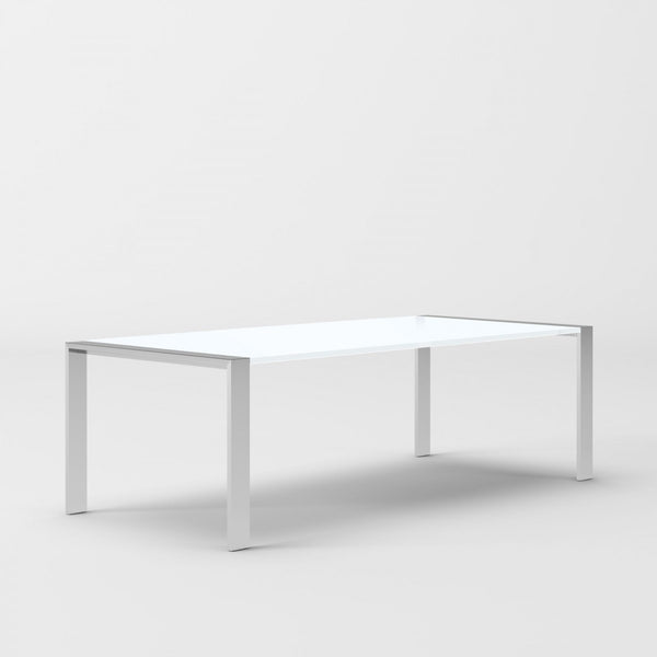 Homeroots 95" White And Silver Stainless Steel Dining Table   487357