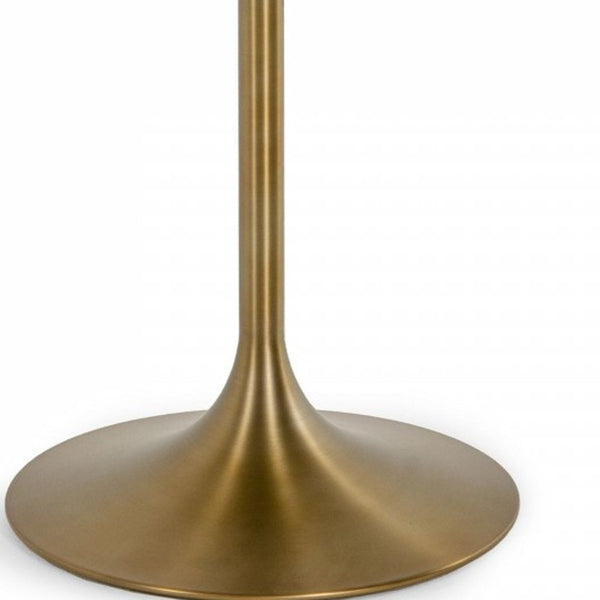 Homeroots 35" White And Gold Rounded Marble And Metal Dining Table   487361