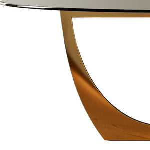 Homeroots 71" Clear And Gold Oval Glass And Stainless Steel Dining Table   487366