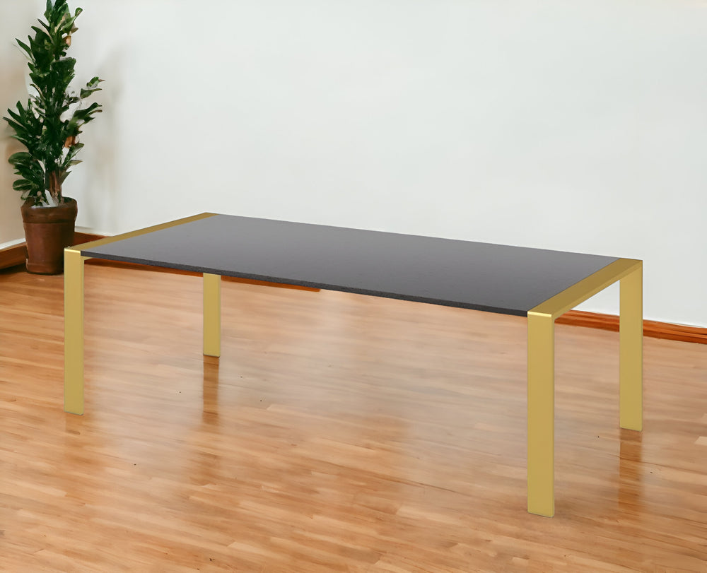 Homeroots 95" Gray And Brass Stainless Steel Dining Table   487372