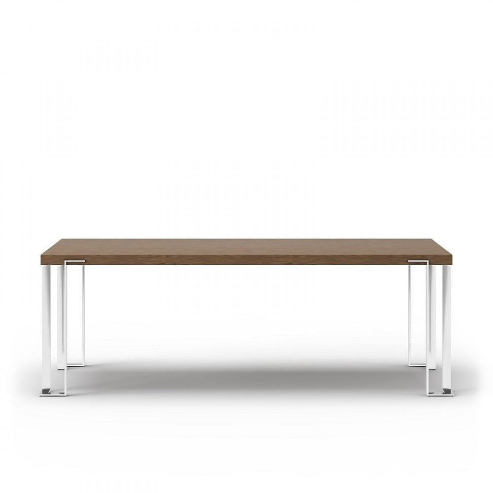 Homeroots 95" Walnut And Chrome Rectangular Manufactured Wood And Stainless Steel Dining Table   487374